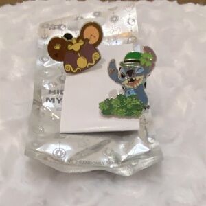 Disney World 2024 Hidden Mickey Pins-Cogsworth Ears & Stitch St Pats Day-NWT